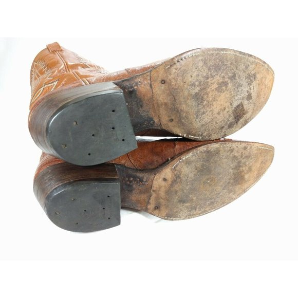 DAN POST 6836 Tan Brown Lizard Reptile Rodeo 9 - Picture 10 of 12